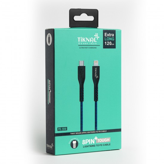 Tiknal USB C - LIGHTNING – 120cm-Fabric covered cable against cuts