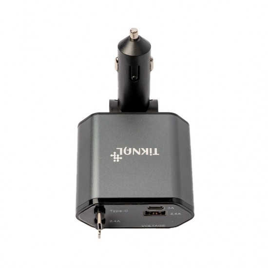 Tiknal 4'ü 1 Arada Araç Şarj Cihazı – 120W PD USB-C + USB-A, Dahili Lightning ve Type-C Kablo ile | Gri Tiknal 4'ü 1 Arada Araç Şarj Cihazı – 120W PD USB-C + USB-A, Dahili Lightning ve Type-C Kablo ile | Gri