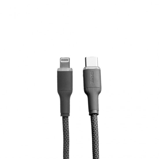 tiknal USB-C Lightning Kablo – 2 Metre – Gri – Örgü Naylon – PD Hızlı Şarj