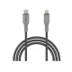 tiknal USB-C Lightning Kablo – 2 Metre – Gri – Örgü Naylon – PD Hızlı Şarj